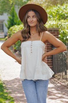 Our Natural Lace Button Front Top is so lightweight & breathable! It's made out of woven cotton gauze fabric, making it perfect for summer! Free US shipping! Babydoll Tops, Cotton Gauze Fabric, Lace Button, Button Front Top, Fabric Making, Gauze Fabric, Button Top, Babydoll Top, Summer Staples