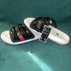 Black Red White Nwt!!! Jordan Slides, Grey Sandals, Jordan Red, Shoes Jordan, Mens Slides, Silver Sandals, Jordans For Men, Comfortable Sandals, Black Metallic