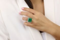 A birthstone jewelry from Anemone's that features a vivid Green Onyx set in 14k rose gold-filled prongs and double ring band. This Green Onyx ring is a showcase of simplicity and elegance and its gemstone is a stone to soothe your worries. A green ring that you and your loved one will surely treasure. ☛ 𝒜𝐵𝒞 - Add Engraving - https://etsy.me/2ZSRjhu ☛ Ring size - Select the size you would like from the drop down menu ♥ Gemstone Type - Green Onyx ♥ Gemstone Size - 16x16mm ♥ Gemstone Cut - Facet Green Gemstone Jewelry With Princess Cut, Green Gemstone Jewelry Princess Cut, Green Princess Cut Gemstone Jewelry, Square Cut Green Emerald Ring Gift, Green Princess Cut Emerald Ring As Gift, Emerald Green Ring, Square Stone Ring, Ring Square, Green Ring