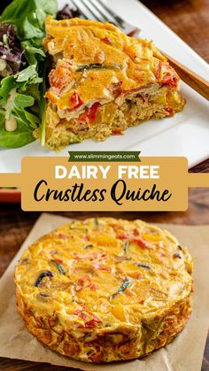 dairy - free crustless quiche with spinach and tomatoes