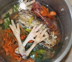 the food is prepared and ready to be put in the pot for cooking on the stove