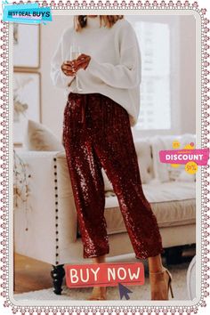 Sequin Jogging Party Pants Glitter Jumpsuit, Straight Sweatpants, Sequin Pants, Party Pants, Spring Women, Loose Pants, Jena, Women Pants Casual