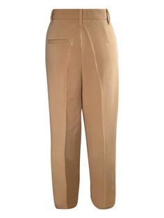 Add a touch of elegance to your wardrobe with these elegant light brown trousers. These chic trousers will serve as the basis for any wardrobe with its relaxed but tailored construction, front pleats, and pockets. Our favorite way to elevate this look is to pair these classy trousers with a relaxed white blouse and heels. Effortlessly Elegant. Elegant, flattering light brown wide-leg Trousers Zip fly and clasp closure Belt loops, front pleated design with pockets Fabric: 78% Polyester, 18% Rayon Elegant Wide-leg Career Pants, Tailored Brown Bottoms For Work, Elegant Wide Leg Career Pants, Brown Ankle-length Dress Pants With Welt Pockets, Brown Ankle-length Pants For Business Casual, Tailored Brown Ankle-length Dress Pants, Tailored Wide Leg Dress Pants For Career, Brown High-waisted Dress Pants With Welt Pockets, Elegant Brown Dress Pants For Business