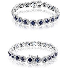 Roman & Jules 18K White Gold Cushion Sapphire Bracelet with 2.85 Carat Round Diamonds and 10.00 Carat Sapphire Total Weight Gold Cushions, White Gold Bracelet, Sapphire Bracelet, Prong Setting, Blue Sapphire, Round Diamonds, Gold Bracelet, Sapphire, Fine Jewelry