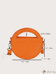 BirdinBag - Textured Round Handbag: Stylish and Versatile Shoulder Bag with Personality Trendy Orange Bag For Daily Use, Orange Handheld Shoulder Bag For Daily Use, Orange Handheld Travel Bag, Modern Orange Crossbody Bag, Large Capacity Orange Crossbody Bag, Orange Large Capacity Crossbody Bag, Handheld Satchel With Adjustable Handle, Solid Color Crossbody Bag With Detachable Handle, Orange Handheld Bag With Removable Pouch