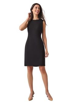 A banded detail on this sheath dress from Kasper flatters every curve. | Kasper Women's Waist Band Detail Sheath Dress, Black, 16 Suit Separates, Waist Band, Sheath Dress, Dress Black, Band, Clothes For Women, Dresses, Clothes, Black