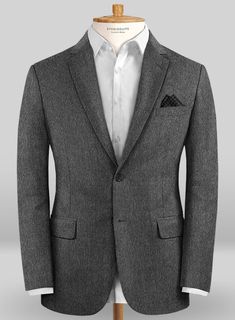 Colombo Dark Gray Cashmere Jacket : StudioSuits: Made To Measure Custom Suits, Customize Suits, Jackets and Trousers Charcoal Jacket Outfit Men, Mens Smart Casual, Grey Tweed Suit, Gentlemen Style, Herringbone Tweed Jacket, White Linen Suit, Green Velvet Jacket, Peaky Blinders Suit, Style Gentleman