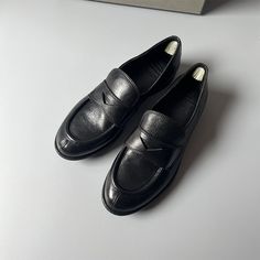 These loafers are designed in a timeless, minimal silhouette, so you'll be sure to wear them often. Made from soft leather, soft bottom that ensure all-day comfort. Wear yours with tailoring and denim alike. Color: Coffee/BlackMaterial: CalfskinLining: CalfskinInsole: CalfskinSole: RubberHeels: 3 cm/1.18"Fit: Medium to Wide, Runs Half Size Small, Not Suitable for High Instep.Origin: Made in China Production Time: About 5-7 days (Any exceptional case will email you, Please pay attention to your e Penny Loafers For Women, Coffee Black, Color Coffee, Comfort Wear, Leather Texture, Pig Skin, Penny Loafers, Black Coffee, Loafers For Women