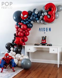 Spider Balloon Garland Kit - Balloon Garland Kit - PopFestCo Fête Spider Man, Spiderman Balloon, Spiderman Birthday Party Decorations, 4de Verjaardag, Marvel Birthday Party, Spiderman Kids, Spiderman Theme, Anniversaire Diy, Spiderman Birthday Party