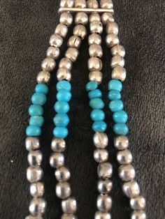 "All of our turquoise has been tested. All are natural color and natural turquoise gemstone. Most have a Mohs hardness of 6 or greater. Museum Quality! Sleeping Blue Turquoise Bench Bead Silver Navajo Old Pawn Pearls Native Handmade Necklace Condition is \"Pre-owned\". Beautiful! Front \"bow tie shaped\" beads are wood all other materials are sterling silver and turquoise. This is obviously hand made by a very talented artist. Sleeping Beauty. It appears to be all original however the hook for t Western Turquoise Beaded Necklace With Round Beads, Handmade Western Turquoise Necklace With Round Beads, Turquoise Necklace With Silver Round Beads, Southwestern Turquoise Necklace With Spacer Beads, Southwestern Turquoise Necklace With Round Beads, Western Turquoise Round Beads Necklace, Southwestern Style Turquoise Necklace With Round Beads, Southwestern Turquoise Necklace With Large Beads, Western Style Turquoise Round Bead Necklace