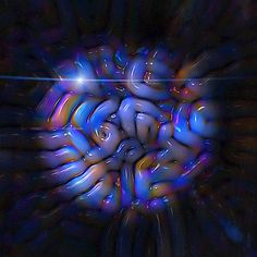 an abstract image with blue and purple colors in the center, on a black background