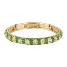 Lacquered with bright pink enameling, this slim stretch bangle features golden buttercup flowers that encircle the bracelet. Every other eye of the flower is dotted with glittering white diamond glass crystals that add a subtle sparkle effect to your look. Set in gold-tone metal Material: Enamel Measurements: 7"L x 0.3"W Closure: Stretch 2028 Jewelry Collection 2028 Jewelry features more fashion forward design choices comprised of premium components. The collection is enhanced with noticeable st Buttercup Flowers, Buttercup Flower, Refined Fashion, 1928 Jewelry, Vintage Style Jewellery, Green Jewelry, Jewelry Crystal, Enamel Bracelet, Pink Enamel