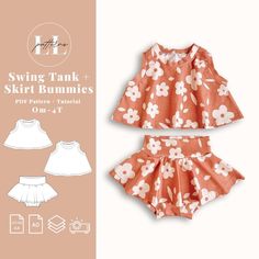 Our easy PDF sewing pattern and tutorial for our SWING TANK + SKIRT BUMMIES pattern available via INSTANT DOWNLOAD in A4 OR Projector format! A fun and beginner friendly baby sewing pattern for baby and toddler, these skirted bummies and swing tank pattern are the perfect summer baby outfit! Create your own baby outfit with these easy sewing patterns and instructions, making the perfect baby gift! ☻ Buy 3 or more patterns and save 20%! ☻Automatically applied at checkout. ★ Pattern Files:     ZIP Free Kid Sewing Patterns, Baby Clothes Sewing Patterns Free, Baby Clothes Patterns Free, Outfit Sewing Pattern, Western Baby Clothes, Summer Sewing Patterns, Baby Sewing Patterns Free, Tank Top Sewing Pattern, Tank Pattern