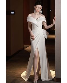 Get 10% off now! Buy elegant off shoulder white formal dress with split at cheap price online. Free stable shipping and pro custom service since 2009. Elegant Strapless Off Shoulder Dress For Banquet, White Evening Dress With Asymmetrical Neckline For Prom, Elegant Floor-length Off Shoulder Dress For Formal Events, White Strapless Evening Dress For Banquet, White Asymmetrical Evening Dress For Gala, White Gown With Asymmetrical Neckline For Evening, Elegant White Gown With Asymmetrical Neckline, White Asymmetrical Neckline Evening Dress For Party, White Gown With Asymmetrical Neckline For Party