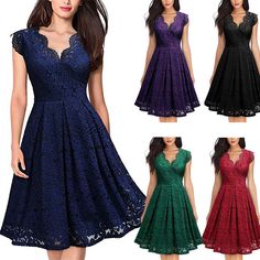 #ad Premium Sexy Women's Vintage Lace V-neck Party Cocktail Ball Gown Lady Dresses Size 2-16, Fashion Dress Fitted V-neck Lace Dress For Party, Elegant Lace V-neck Dress For Parties, Elegant V-neck Lace Dress For Party, Vintage V-neck Summer Dress For Party, Summer Wedding Vintage V-neck Dress, Fitted V-neck Vintage Party Dress, V-neck Mini Dress For Banquet, Summer V-neck Banquet Evening Dress, Summer V-neck Evening Dress For Banquet