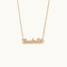 Face view of Jewellers District's Personalizable Gold Name Necklace in 14k Yellow Gold Mens Rings Wedding Diamond, Trending Engagement Rings, Gold Rings Stackable, Gold Gemstone Ring, Gold Name Necklace, Jewelry Wedding Rings, Gemstone Engagement, Zodiac Jewelry, Montana Sapphire