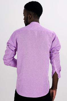 Experience elegance with our Plum Purple Luxurious Linen Shirt. Meticulously crafted from a blend of premium cotton and linen, this shirt offers unparalleled comfort and sophistication. The rich plum purple hue adds a touch of opulence to your attire. Designed with a sleek mandarin collar and expertly woven solid linen fabric, it effortlessly combines classic charm with contemporary style. Elevate your wardrobe with this premium piece that exudes refinement and comfort, perfect for making a dist Cotton Shirts For Men, Formal Casual, Plum Purple, Luxury Linen, Purple Hues, Full Sleeves, Mandarin Collar, Linen Shirt, Full Sleeve