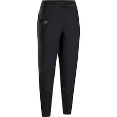 the women's running pant in black, with pockets and side zippers