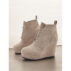 Category:Boots; Upper Materials:Faux Suede; Season:Fall,Winter; Heel Type:Wedge; Gender:Women's; Toe Shape:Round Toe; Type:Fleece Lined,Booties Ankle Boots; Style:Casual; Outsole Materials:Rubber; Occasion:Daily; Closure Type:Lace-up; Listing Date:10/03/2024; Production mode:Self-produce; 2024 Trends:Heel Boots; Heel Height(inch):3.85 Medium Width Synthetic Wedge Boots With Round Toe, Trendy Leather Lace-up Wedge Boots, Casual Ankle-high Suede Wedge Boots, Brown Lace-up Platform Wedge Boots, Cheap Ankle Boots, Brown Suede Lace-up Wedge Boots, Wedge Ankle Boots, Suede Wedges, Suede Lace