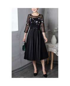 Buy Navy Blue Semi Formal Wedding Party Dress With Sheer 3/4 Sleeves at cheap price online. Free stable shipping and pro custom service since 2009. Elegant Half Sleeve Dresses For Banquets, Fitted Evening Dress With 3/4 Sleeves For Prom, Fitted 3/4 Sleeve Prom Dresses, Spring Banquet Long Sleeve Mother Of The Bride Dress, Spring A-line Mother Of The Bride Dress For Party, Elegant 3/4 Sleeve Dress For Wedding Guest, Long Sleeve Mother Of The Bride Dress For Spring, Long Sleeve Summer Mother Of The Bride Dress, Summer Wedding Dresses With 3/4 Sleeves