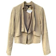 Love the style of the jacket. A bit of an edge but with a feminine flare. Super soft, quality suede. Has front hook & eye closure. There are some pink marks on the left sleeve hem. I tried using a wipe to get it out but didn’t come out. *priced as is Approximate flay lay: armpit to armpit: 18.5” Sleeve length: 25” length in back: 18.5” Chic Brown Leather Cropped Jacket, Casual Leather Jacket With Suede Overlays For Spring, Casual Spring Leather Jacket With Suede Overlays, Elegant Leather Cropped Jacket For Fall, Elegant Leather Cropped Jacket For Spring, Fitted Leather Cropped Jacket For Fall, Fitted Leather Cropped Jacket, Trendy Suede Leather Jacket For Work, Trendy Suede Leather Jacket