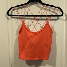 Size M Color Orange (Poppy Punch) Tiny Spaghetti Straps New With Tag Orange Crop Top, Orange Poppy, Bar Top, Color Orange, Orange Color, Spaghetti Strap, Spaghetti, Crop Top, Womens Tops