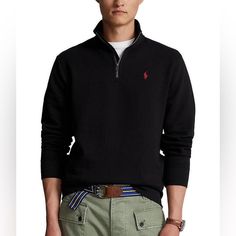 From Polo Ralph Lauren, This Pullover Features: Mock Neckline Long Sleeves With Ribbed Cuffs Half-Zip Placket Closure Signature Embroidered Pony On The Left Side Of Chest Side On-Seam Pockets Ribbed Hemline Pullover Styling Cotton/Polyester/Elastane Machine Wash/Tumble Dry Nwot. Retail $138 Outfit Hombre, High Neck Sweatshirt, Blue Shorts Men, Ralph Lauren Pullover, Polo Long Sleeve, Ralph Lauren Kids, Ralph Lauren Polo Shirts, Vintage Polo Ralph Lauren, Soccer Shirts