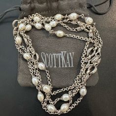 Stunning Scott Kay Sterling Silver And Pearl Necklace, Opera Length Silver Pearl Necklace, Silver Pearls, Womens Jewelry Necklace, Limited Time, Opera, Pearl Necklace, Jewelry Necklaces, Women Jewelry, Sterling Silver