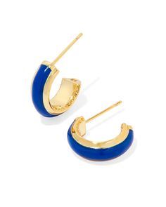 Kendra Scott Ainsley Huggie Earrings Gold Blue Enamel-Earrings-Kendra Scott-CR 07/31/24, E00564GLD, FD 07/31/24-The Twisted Chandelier Steve Madden Mules, Hoof Print, Gold Huggie Earrings, Eyewear Kids, Huggie Earrings Gold, Bath Candles, Huggie Earrings, Gold Enamel, Metal Earrings