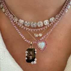 Pretty Three Prong Pink Sapphire Tennis Necklace – Milestones by Ashleigh Bergman Pink Luxury Necklace, Rose Gold Jewelry Aesthetic, Sapphire Tennis Necklace, Hobby Room Design, Girly Necklace, Hrh Collection, Diamond Tennis Necklace, Aesthetic Jewelry, Luxury Necklace