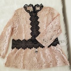 New- Zara Lace Top In Blush Pink And Black. Size Xs Final Sale. No Return And/ Or Refund. Zara Lace Top, Pink And Black, Zara Tops, Blush Pink, Final Sale, Black Color, Lace Top, Women's Fashion, Top Blouse