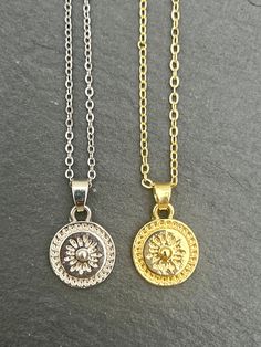 PLEASE NOTE:  - Price is for one necklace (£7.50).  - 2 Piece G/S Set: includes one gold and one silver necklace (£13.50) Sun necklace, zodiac necklace,  Matching necklace. Gold, silver necklace These mini dainty necklaces are simple yet beautiful. A perfect treat yourself gift or a gift for a loved one! Necklace chain is approx. 45 cm (17.7  inches) with 6cm extending chain.  Size of pendant is 12mm  Gold Necklace made from 16k gold plated iron Silver Necklace chains are made from stainless ste Gold Jewellery Dainty, Gold Silver Necklace, Friend Things, Dainty Necklaces, Necklace Matching, Sun Necklace, Cute Matching, Zodiac Necklace, Friendship Necklaces