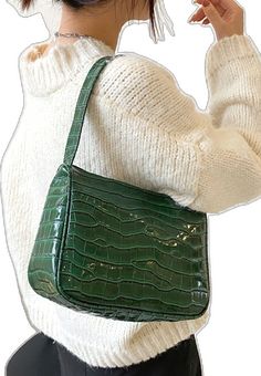 Bag For Love - Croc Embossed Large Capacity Square Bag  - Women Shoulder Bags Trendy Green Crocodile Pattern Bag, Trendy Crocodile Pattern Shoulder Bag For Shopping, Casual Shoulder Bag With Crocodile Pattern For Daily Use, Crocodile Pattern Shoulder Bag For Errands, Trendy Crocodile Pattern Tote Shoulder Bag, Trendy Faux Leather Shoulder Bag With Crocodile Pattern, Trendy Tote Shoulder Bag With Crocodile Pattern, Trendy Faux Leather Bag With Crocodile Pattern, Dark Green Pattern