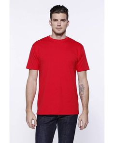 Men's Cotton Crew Neck T-Shirt - RED - 3XL | StarTee Men's Cotton Crew Neck T-Shirt in Red Size 3XL Red Tshirt Outfit Mens, Red Tshirt Outfit, Red Shirt Outfits, Capsule Wardrobe Men, Men Essentials, Red Shirt Men, Shirt Outfit Men, Mens Casual Dress Outfits, Red T Shirt