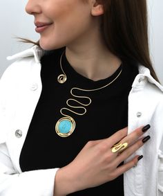 14k gold plated hand made jewelry set with turquoise stone Turquoise Gemstone Brass Jewelry, Turquoise Round Gold-plated Jewelry, Gold Bohemian Jewelry With Jewels, Turquoise Gold-plated Round Jewelry, Bohemian Gold Jewelry With Jewels, Turquoise Bohemian Brass Jewelry, Bohemian Turquoise Brass Jewelry, Adjustable Turquoise Brass Jewelry, Bohemian Gold Plated Round Jewelry