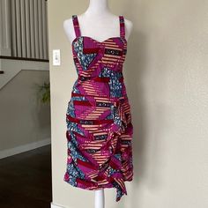 Ace Kouture Simi Dress. Size Medium. Sold Out. Absolutely Gorgeous And Unique. This Dress And Print Is Sold Out. Measurements: 34” From Top Of Strap (On Current Setting-Strap Is Adjustable) To Bottom Hem Of Dress 16” Long Zipper In Back 15” Roughly For Pit To Pit Padded Cups In Top Adjustable Straps Ruffles On Front Final Photo Of Model Is Not Me. It Was Taken From Company Website And Therefor The Print Looks Slightly Different Since It Is Not The Exact Dress I Have For Sale. From Website: Launc Pink Ruched Knee-length Dress, Fitted Multicolor Sundress Midi Dress, Pink Sundress With Fitted Bodice, Fitted Multicolor Ruffle Dress, Fitted Multicolor Dress With Ruffles, Pink Fitted Sundress Midi Dress, Chic Multicolor Dress With Fitted Bodice, Fitted Purple Sundress, Pink Fitted Sheath Dress