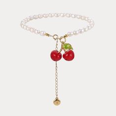 Transform your look with our stunning Cherry Pearl Anklet! Made with high-quality cherry pearls, this anklet adds a touch of elegance and sophistication to any outfit. Elevate your style and feel confident and beautiful with this must-have accessory. Details Plating: 18K Gold Materials: 18K Gold on Brass, Enamel, Freshwater Pearls Size: 6.5"(165mm) Weight: 11.6g Cherry Hair Accessories, Elegant Red Anklets For Gift, Elegant Summer Anklets With Round Beads, Elegant Pearl Bracelet As Summer Gift, Elegant Summer Pearl Bracelet As Gift, Elegant Summer Pearl Bracelet For Gift, Elegant Pearl Bracelet With Round Beads For Summer, Elegant Summer Pearl Bracelet With Round Beads, Elegant Summer Pearl Bracelet