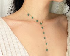 Colombian Emerald Necklace, Paraiba Stone Lariat Necklace, Gold Plated Y Necklace, Silver Long Layering Pendant, Minimalist Chain Necklace - Etsy Adjustable Green Lariat Necklace, Green Lariat Necklace For Gift, Green Lariat Necklace For Gifting, Green Dangle Lariat Necklace As Gift, Green Dangle Lariat Necklace For Gift, Lariat Necklace Gold, Minimalist Chain, Pendant Minimalist, Y Necklace