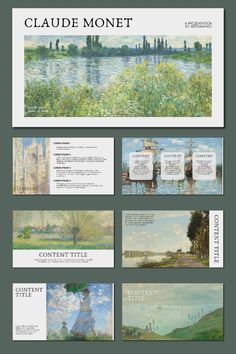 the front and back pages of an art book with different paintings on each page, including watercolors