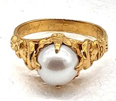 ad eBay - Find many great new & used options and get the best deals for Vintage Stunning Solid 24k gold 8.07mm Akoya Pearl claw bezel ring Size 7 6.4 gr at the best online prices at eBay! Free shipping for many products! Classic Yellow Gold Rings With High Luster, Classic High Luster Yellow Gold Rings, Classic Gold Rings With High Luster, Gold Domed Collectible Ring, Gold Rings With High Luster, Victorian Style Gold Pearl Ring For Formal Events, Formal Yellow Gold Pearl Ring With Bezel Setting, Victorian Pearl Ring For Formal Occasions, Victorian Style Formal Pearl Ring