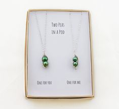 "You and your sister are just like two peas in a pod, right? What better way to celebrate your intertwining journeys than with matching necklaces. Each necklace is made with two freshwater pearls hand-wrapped with sterling silver, rose gold filled, or yellow gold filled wire into a adorable pea pod pendant.  Matching earrings: https://www.etsy.com/listing/666424436 Matching bracelet set: https://www.etsy.com/listing/645480969 D E T A I L S  - Freshwater pearl pea pod pendant - Option of sterling silver or gold filled chain  - Finished with lobster clasp - Made to order L E N G T H - Necklaces pictured measure 16 inches, other lengths available upon request - Length is measured from end to end C H O O S I N G . T H E . R I G H T . L E N G T H - 14 inches * Fits most like a choker - 16 inche Sister Necklace For 2, Matching Gifts For Best Friends, Christmas Gifts For Little Sister, Bff Necklaces For 2, Idk Quotes, Sister Necklaces For 2, Twin Things, Sister Necklaces, Mom Valentines Day Gift