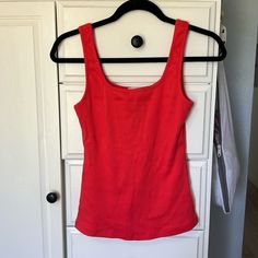 Nwt. Red Rib Scoop Neck Tank Fitted Red Tank Top With Scoop Neck, Red Fitted Scoop Neck Tank Top, Red Scoop Neck Tank Top For Summer, Red Scoop Neck Tank Top, Red Scoop Neck Casual Tank Top, Anthropologie Top, Scoop Neck, Anthropologie, Womens Tops