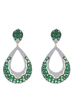 STEFERE-Diamond Tsavorite Hoop Earrings-YELLOW GOLD Green Round Earrings With Pave Setting, Green Diamond Hoop Earrings Fine Jewelry, Luxury Green Hoop Earrings, Discount Jewelry, Diamond Hoop Earrings, Fine Jewels, Jewelry Lover, Bridal Earrings, White Diamond