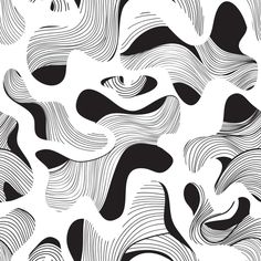 an abstract black and white pattern with wavy lines in the shape of waves on a white background