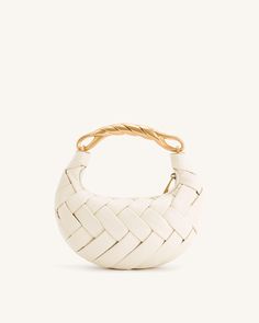 Orla Weave Handbag - White Karl Lagerfeld Bag, Jw Pei, Woven Leather Bag, Woven Handbags, Bag Stand, Bag Handle, Chain Bags, Phone Bag, Sneaker Boots