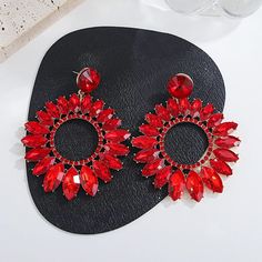 Add a touch of glamour to any outfit with these gorgeous glam earrings! 3” Glam Earrings, Silver Statement Earrings, Earrings 3, Red Earrings, Egift Card, Statement Earrings, Red And Blue, Silver Earrings, Crochet Earrings