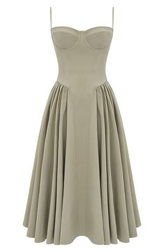 HOUSE OF CB Samaria Corset Fit & Flare Dress | Nordstrom Plain Spaghetti, Elegant Midi Dress, Summer Wardrobe Staples, Elegant Midi Dresses, Dress Crafts, Cotton Midi Dress, Khaki Dress, House Of Cb, Fashion Mode