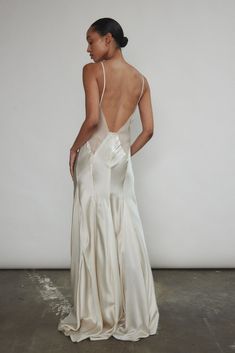 Simone Slip Dress Ivory – Kamperett Silk Boho Wedding Dress, Vintage Open Back Wedding Dress, White Silk Wedding Dress Simple, Simple Silk Wedding Dresses, White Slip Wedding Dress, Wedding Reception Slip Dress, Vintage Slip Wedding Dress, White Slip Dress Aesthetic, Slip Dress Wedding Gowns