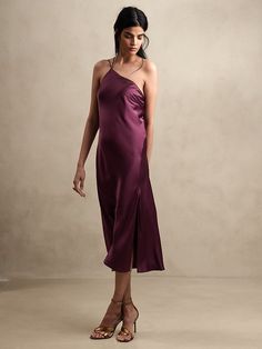 Saw this on Banana Republic: Wedding Core, Dark Red Cherry, Silk One Shoulder Dress, Clothes Business, Tropical Dress, Purple Reign, Blue Striped Dress, Silky Dress, Column Dress