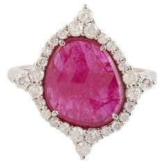 18KT:4.345g,D:0.68ct, Ruby:3.29ct, Size: US-7